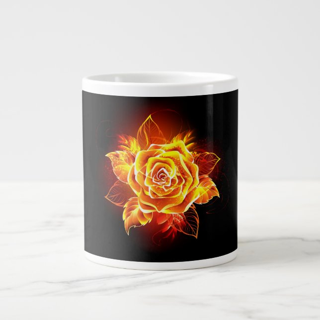Blooming Fire Rose Giant Coffee Mug (Front)