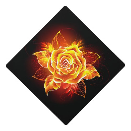 Blooming Fire Rose Graduation Cap Topper