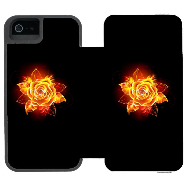 Blooming Fire Rose Incipio iPhone Wallet Case (Folio Open)