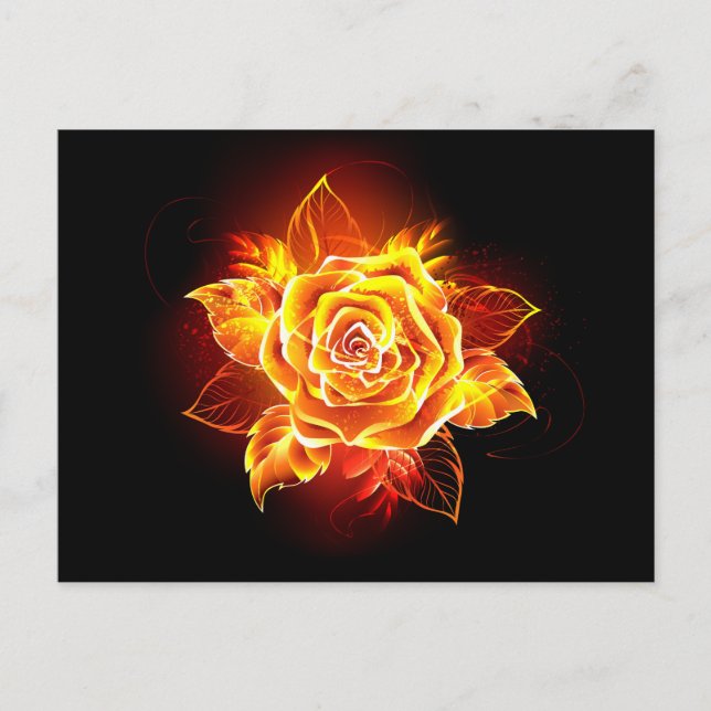 Blooming Fire Rose Invitation Postcard (Front)
