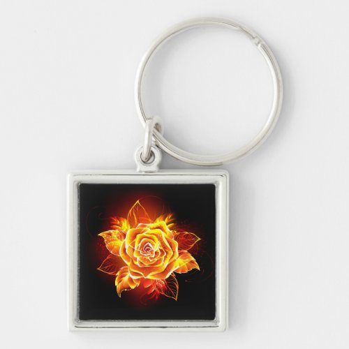 Blooming Fire Rose Keychain