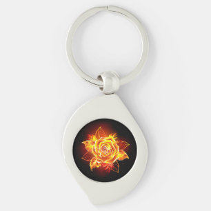 Blooming Fire Rose Keychain