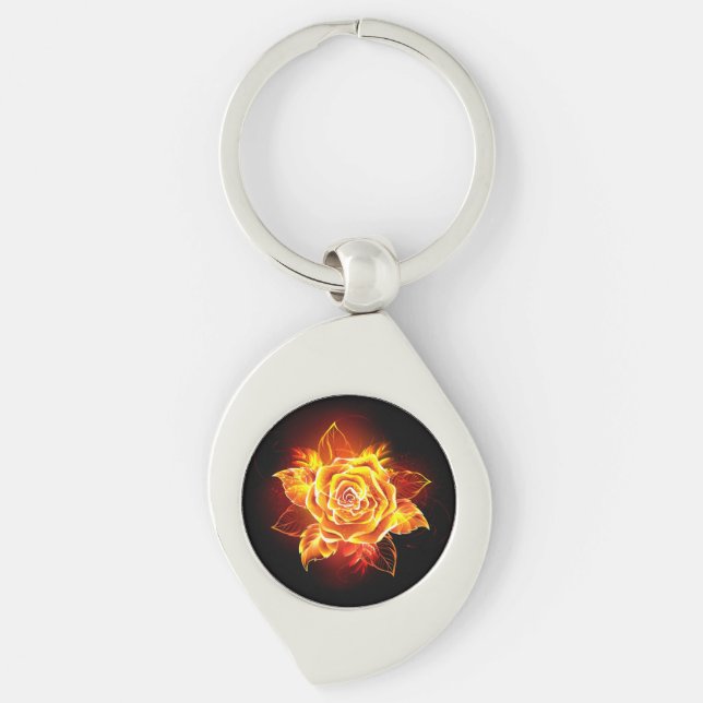 Blooming Fire Rose Keychain (Front)