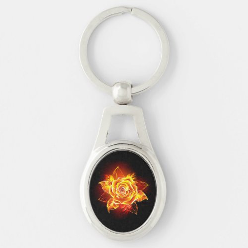 Blooming Fire Rose Keychain