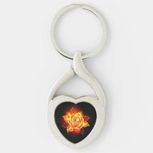 Blooming Fire Rose Keychain