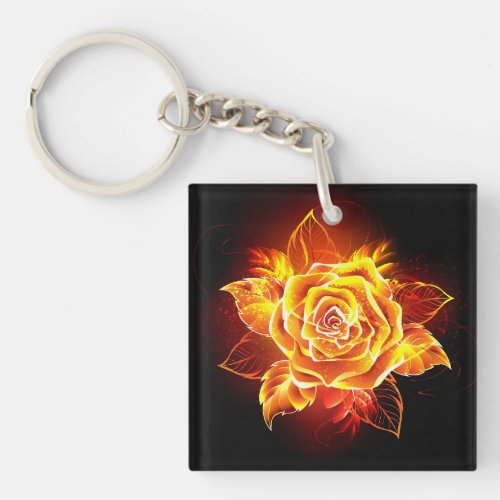 Blooming Fire Rose Keychain