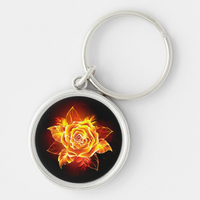 Blooming Fire Rose Keychain (Front)