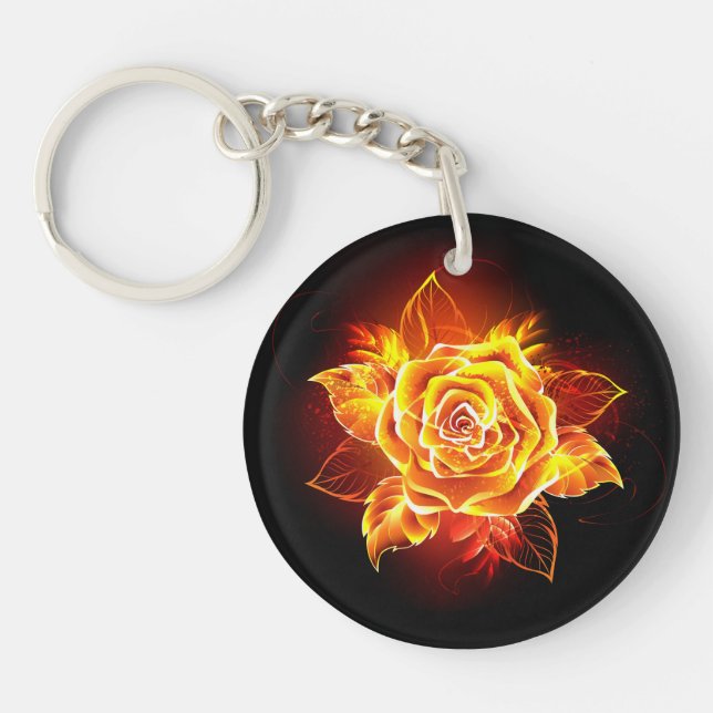 Blooming Fire Rose Keychain (Front)