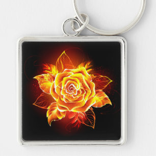 Blooming Fire Rose Keychain