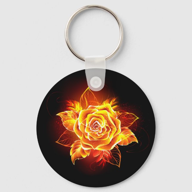 Blooming Fire Rose Keychain (Front)