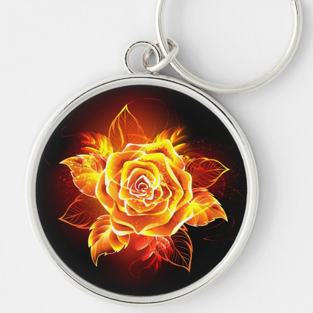 Blooming Fire Rose Keychain (Front)