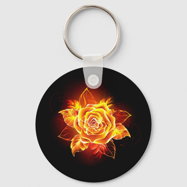 Blooming Fire Rose Keychain (Front)