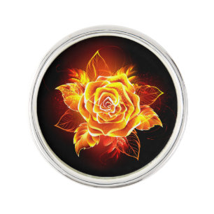 Blooming Fire Rose Lapel Pin