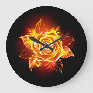 Blooming Fire Rose Large Clock