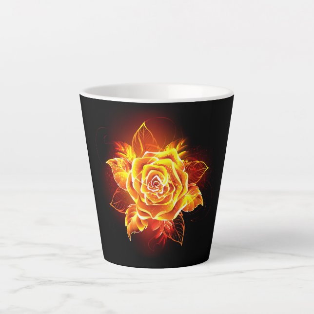 Blooming Fire Rose Latte Mug (Front)