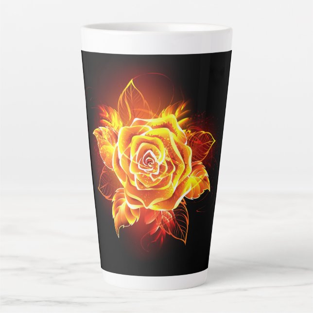 Blooming Fire Rose Latte Mug (Front)