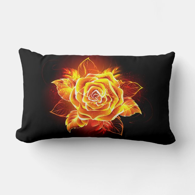 Blooming Fire Rose Lumbar Pillow (Front)