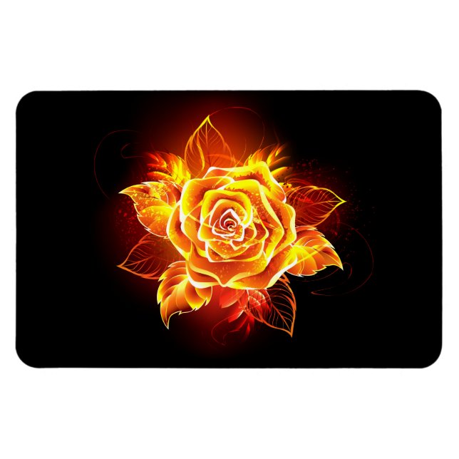 Blooming Fire Rose Magnet (Horizontal)