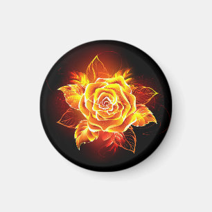 Blooming Fire Rose Magnet