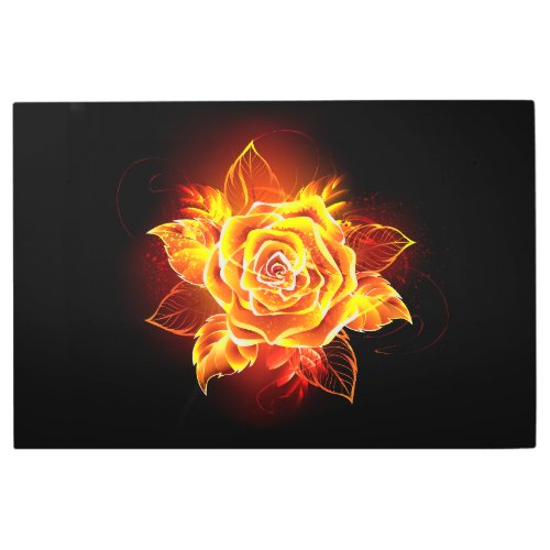 Blooming Fire Rose Metal Print