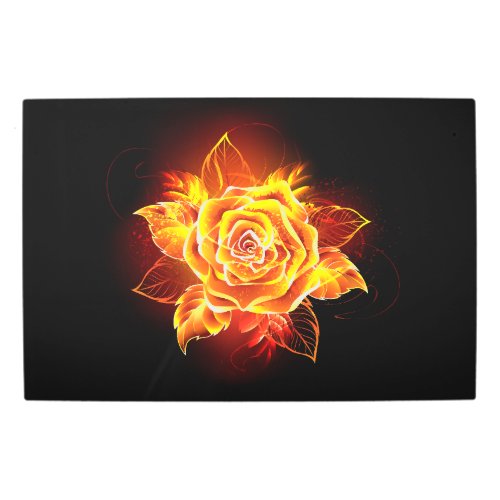 Blooming Fire Rose Metal Print