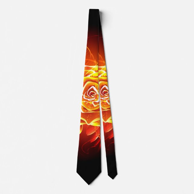 Blooming Fire Rose Neck Tie (Front)