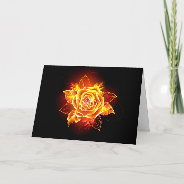 Blooming Fire Rose Note Card (Front)