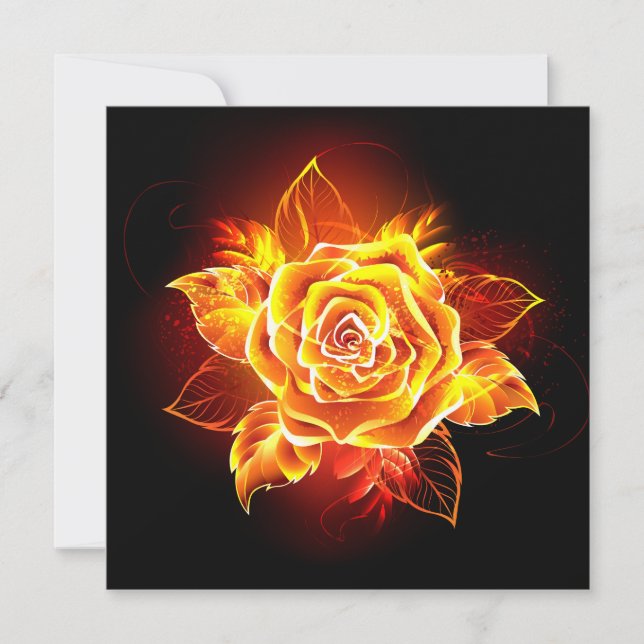 Blooming Fire Rose Note Card (Front)