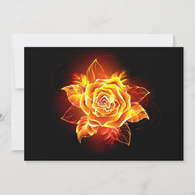 Blooming Fire Rose Note Card (Front)