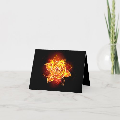 Blooming Fire Rose Note Card