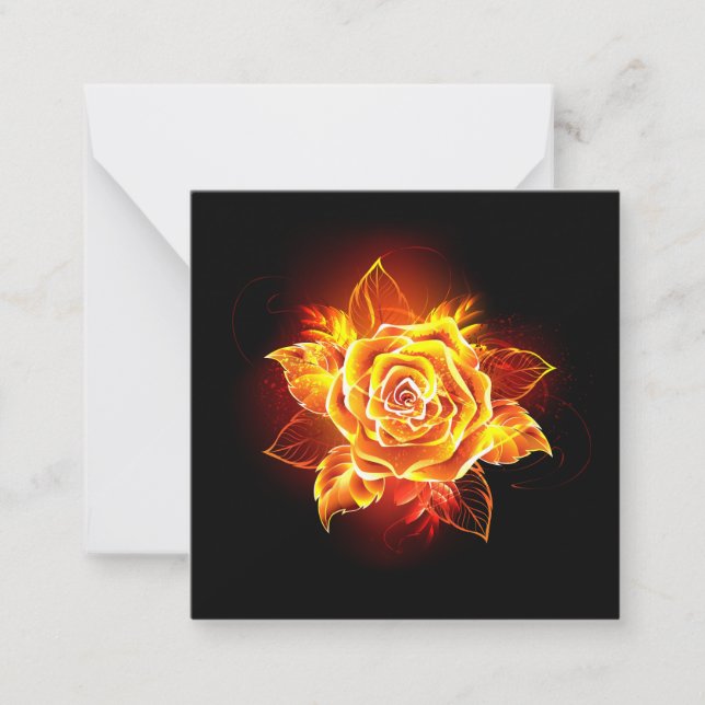 Blooming Fire Rose Note Card (Front)