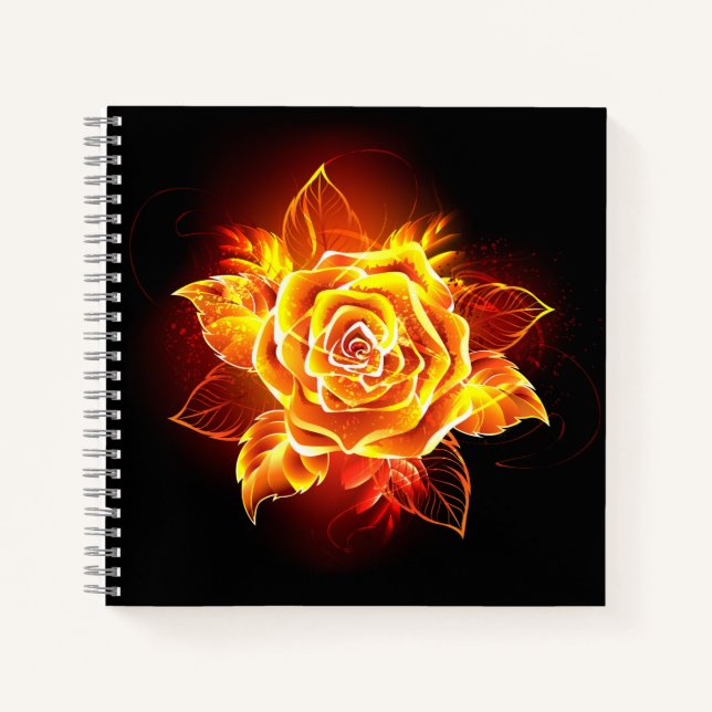 Blooming Fire Rose Notebook (Front)