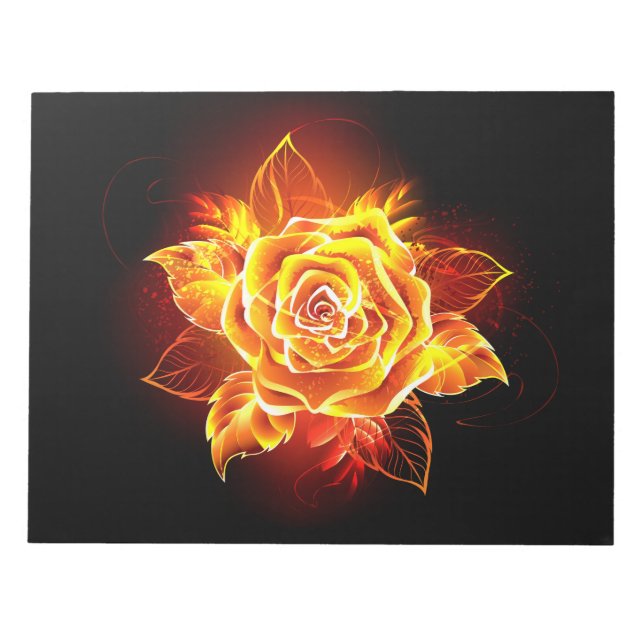 Blooming Fire Rose Notepad (Front)