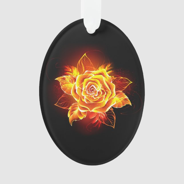 Blooming Fire Rose Ornament (Front)