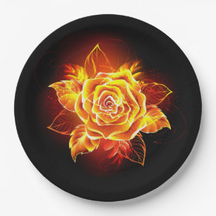 Blooming Fire Rose Paper Plates