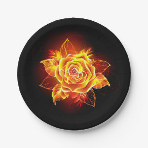 Blooming Fire Rose Paper Plates