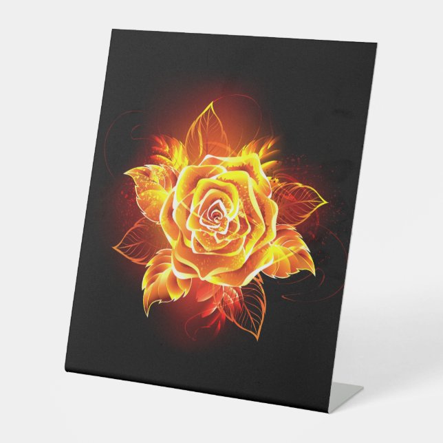 Blooming Fire Rose Pedestal Sign (Front)