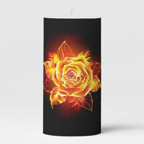 Blooming Fire Rose Pillar Candle