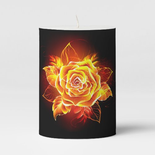 Blooming Fire Rose Pillar Candle