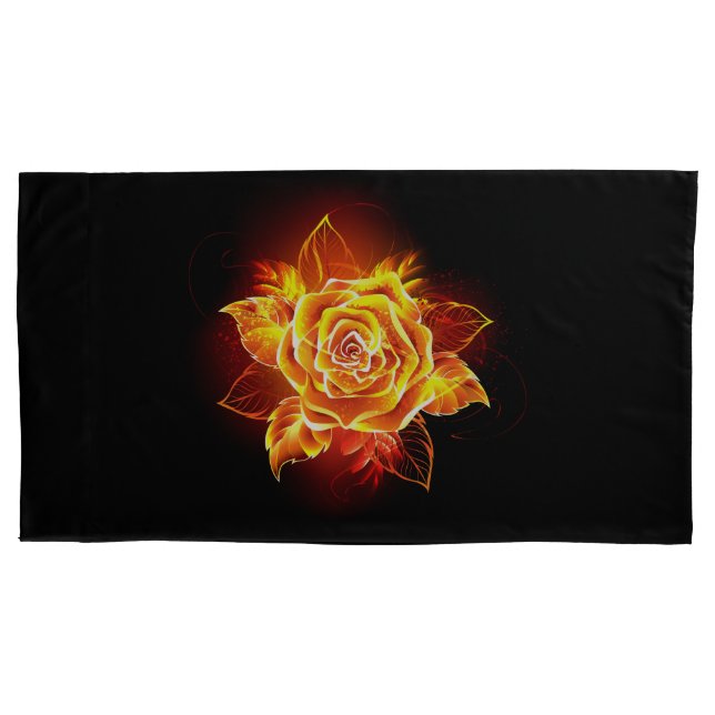 Blooming Fire Rose Pillow Case (Front-Left)