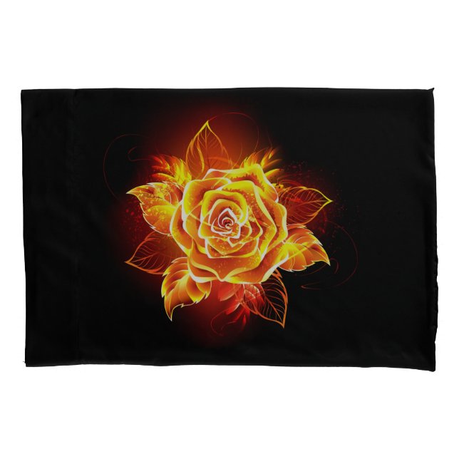 Blooming Fire Rose Pillow Case (Front-Left)