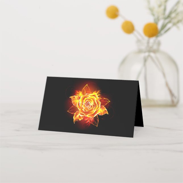 Blooming Fire Rose Place Card (Front)