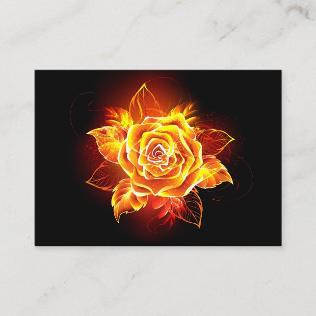 Blooming Fire Rose Place Card (Front)