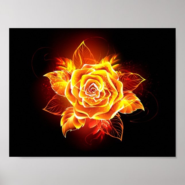 Blooming Fire Rose Poster (Front)
