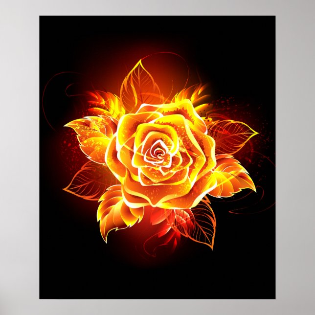 Blooming Fire Rose Poster (Front)