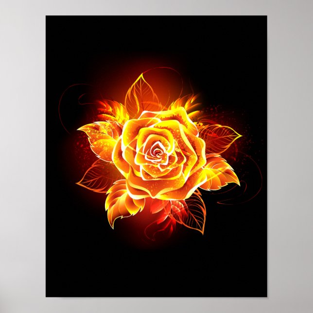 Blooming Fire Rose Poster (Front)