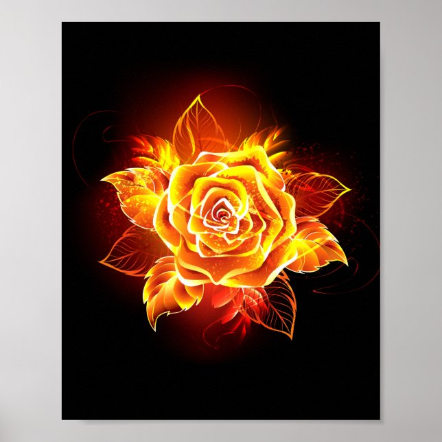 Blooming Fire Rose Poster (Front)