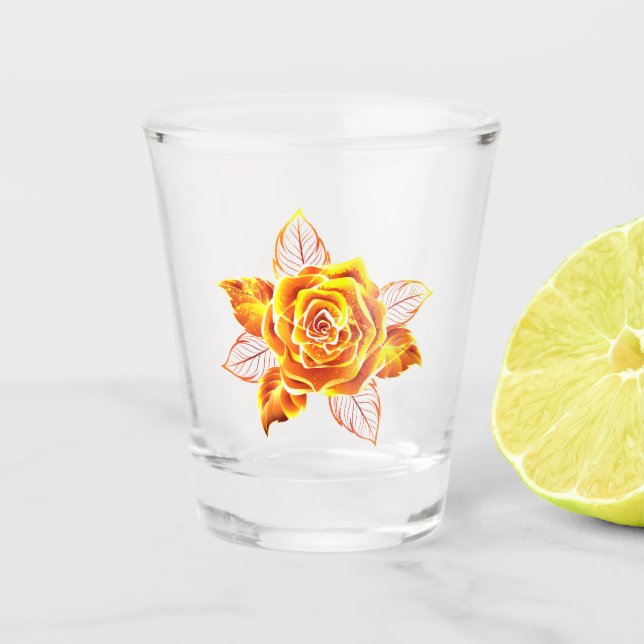 Blooming Fire Rose Shot Glass (Front)