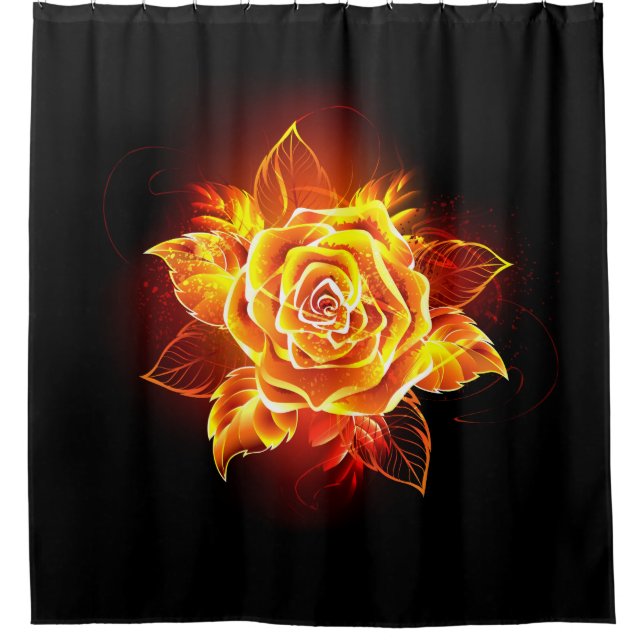 Blooming Fire Rose Shower Curtain (Front)
