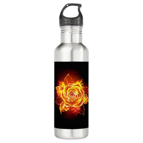 Blooming Fire Rose Stainless Steel Water Bottle